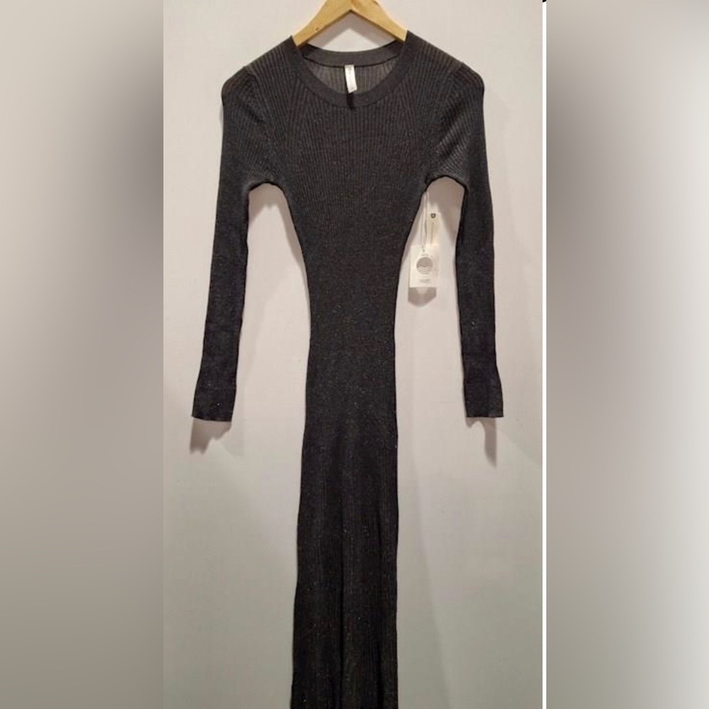 NWT Anthropologie Sheer Long Sleeve Shimmery 90s Y2K Sweater Midi Dress L - Picture 6 of 8